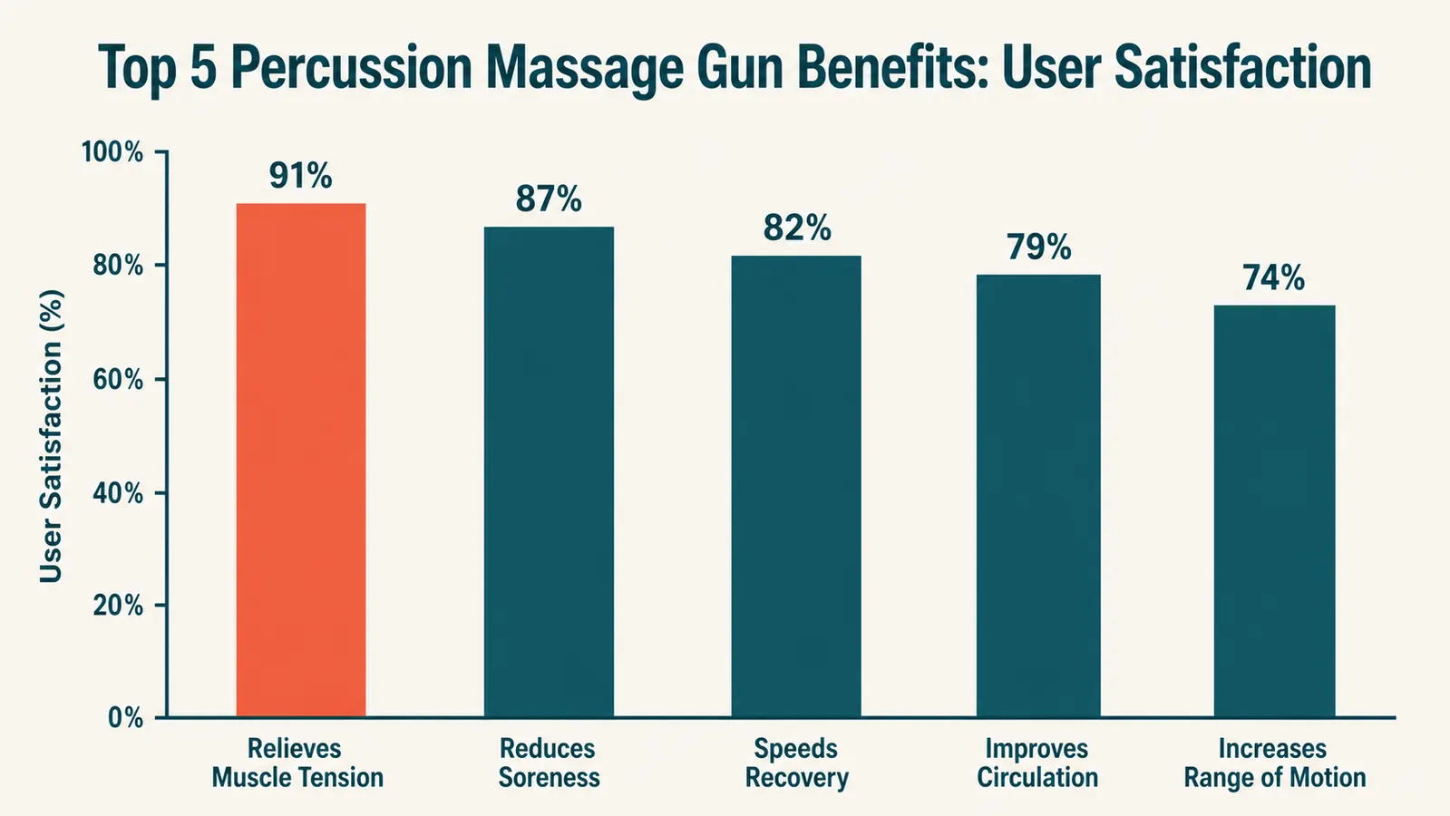 Side-by-side comparison chart showing muscle soreness levels with and without percussion massage over a 48-hour recovery window